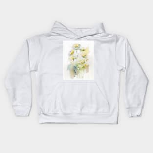 Abstract Watercolor Daisy Design on a Sunny Day Kids Hoodie